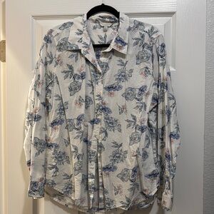 Lucky Brand Blue and White Casual Button Down Shirt